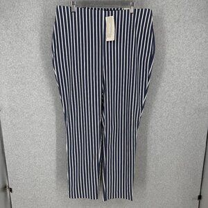 Chicos Brigitte Modern Stripe Ankle Pant Size 2.5R/14 Blue White So Slimming NEW